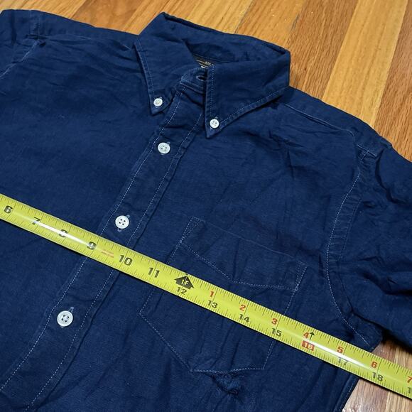 Ralph Lauren RRL Oxford Shirt Indigo Blue Button Down XS Distressed Workwear - Picture 5 of 10